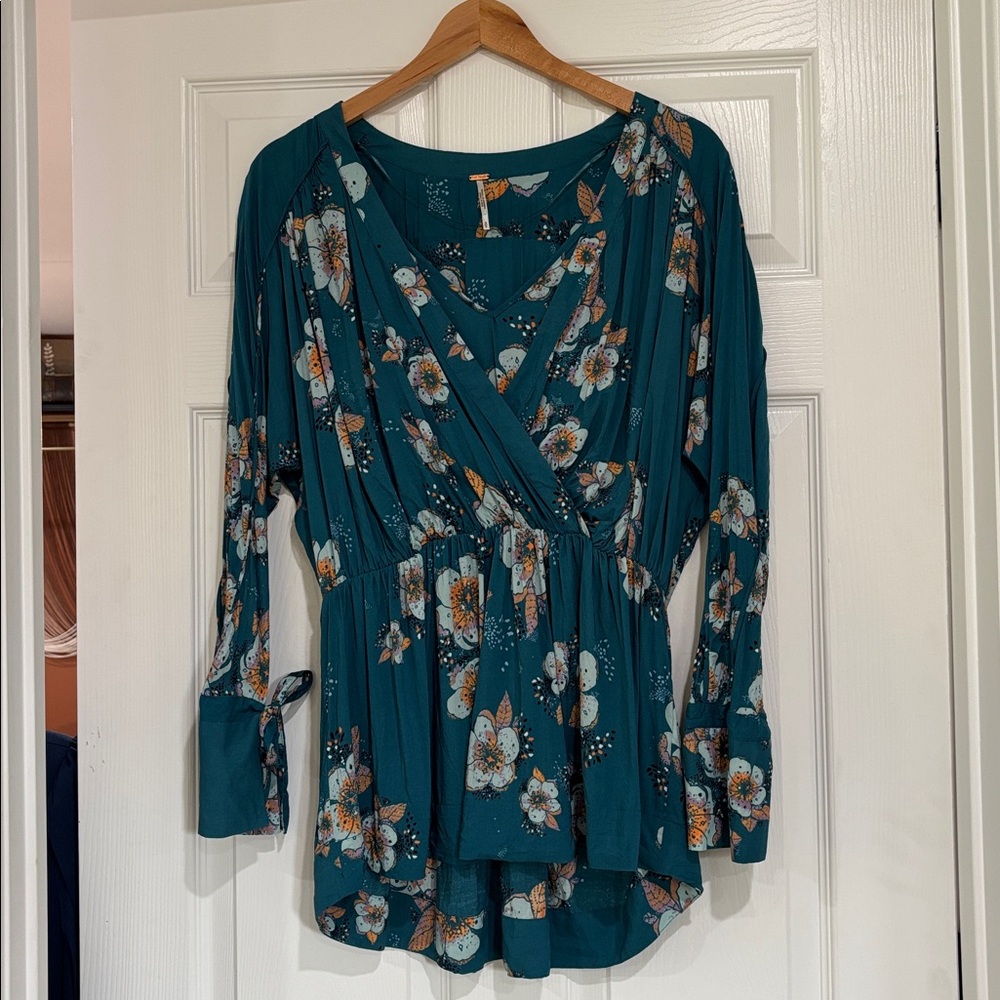 Free People Teal Floral Tunic - Picture 8 of 12